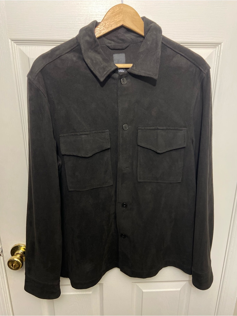 Men's Black Suede Button-Up Jacket